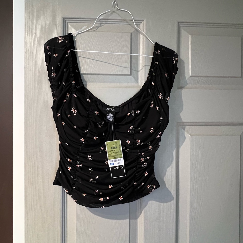 Black Floral Women's Top